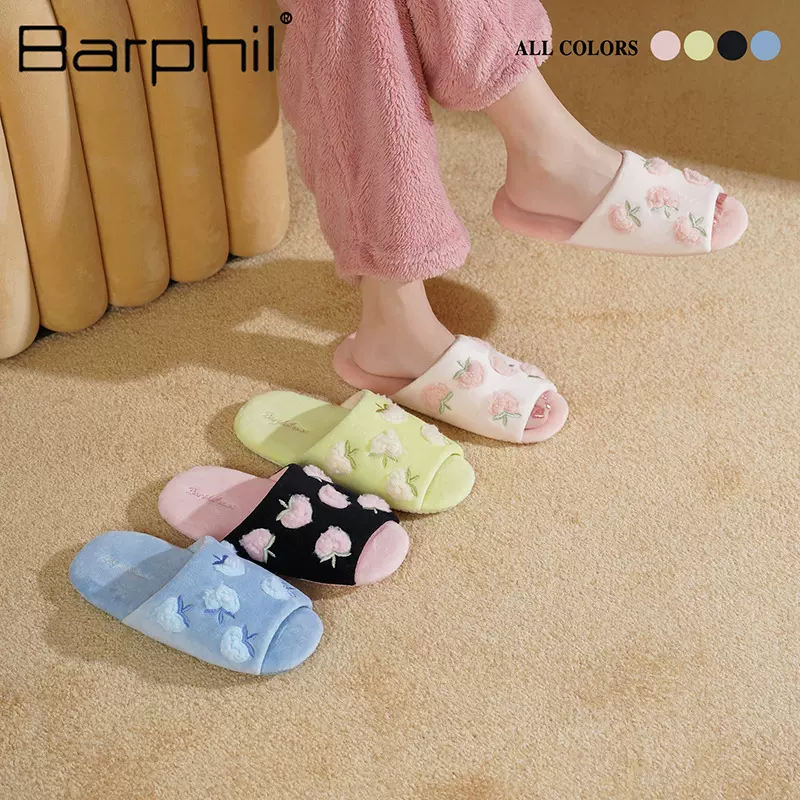 barphil室内家居冬季女生拖鞋情侣保暖棉鞋耐磨防滑毛绒拖鞋批发