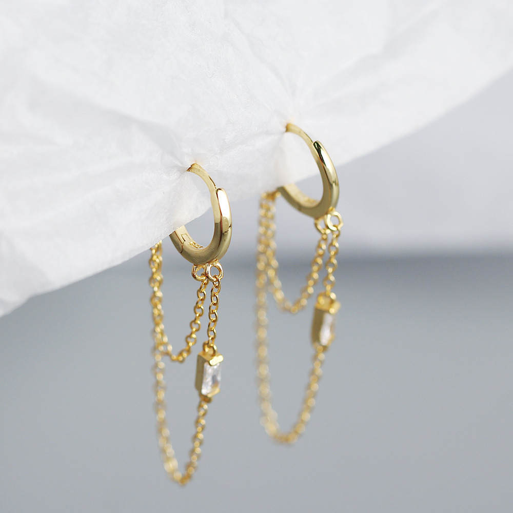 925 Sterling Silver Material Geometric Pattern Women'S Gender 925 Sterling Silver Gem Geometric Earrings