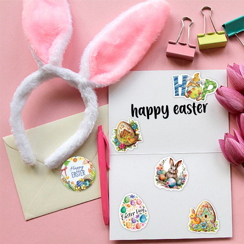 2024 Nueva etiqueta engomada de la decoración del Partido de Pascua conejo Carnaval fiesta de vacaciones etiqueta engomada del diario