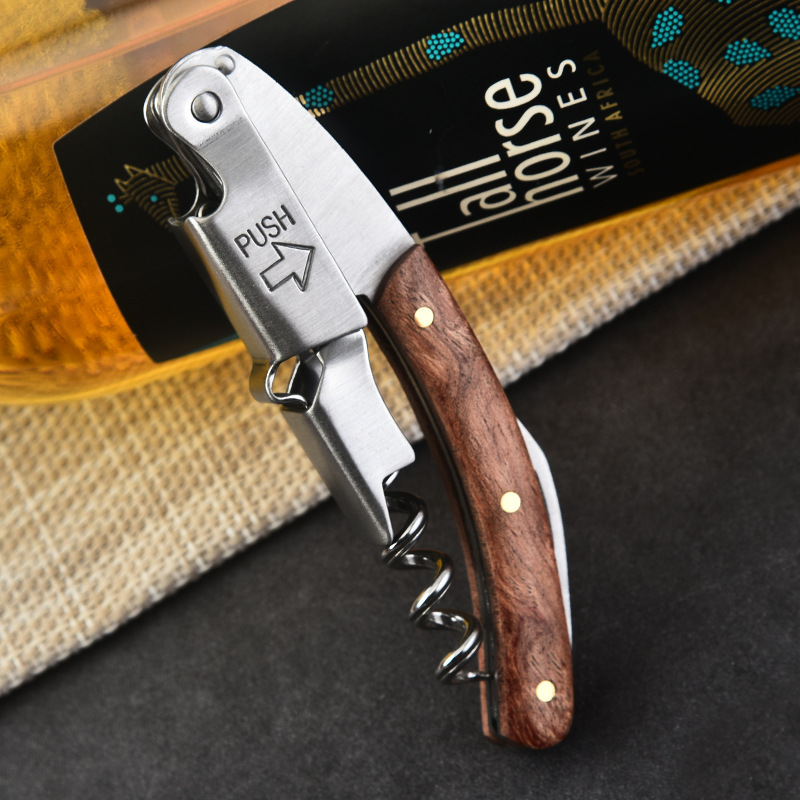 Carefully Selected Multifunctional Red Wine Bottle Opener Household Solid Wood Beer Bottle Opener Stainless Steel Wine Opener Wholesale