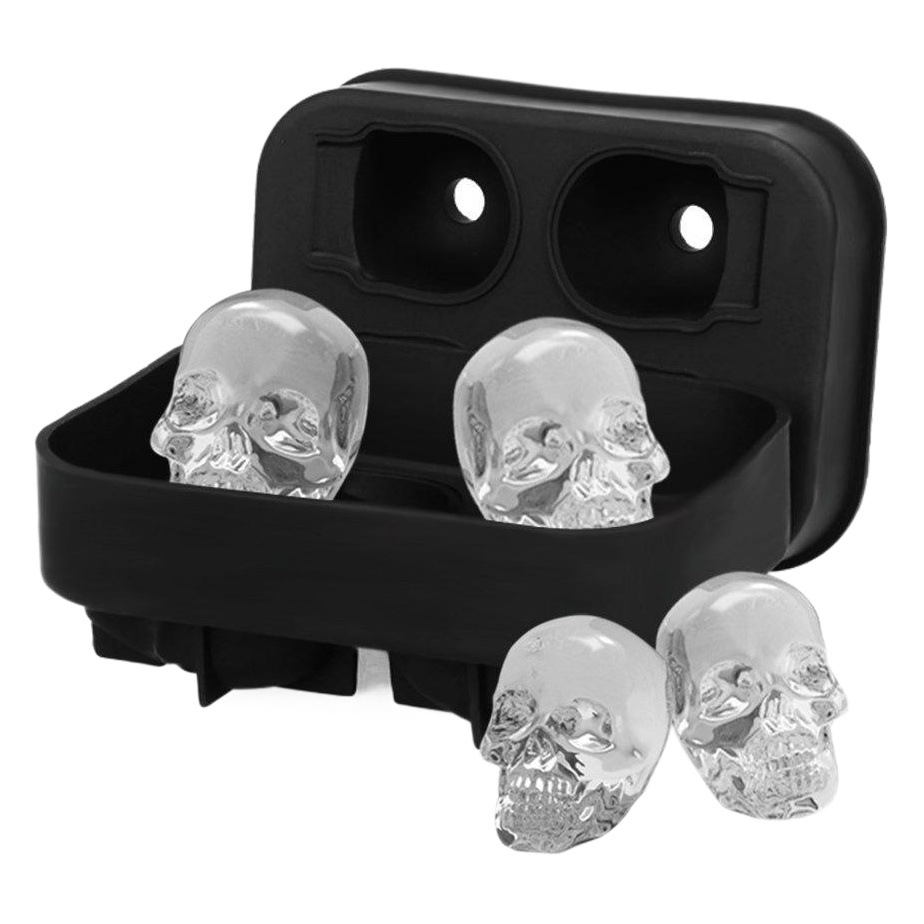 Cráneo de silicona Cubo de hielo de cuatro piezas de silicona modelo de cubo de hielo cráneo Barra de molde de hielo de Halloween creativo Molde de BRICOLAJE
