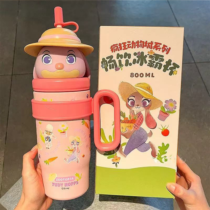 史迪奇系列保温杯可爱背带吸管杯学生上学双饮水杯保冷冰霸杯礼物|undefined