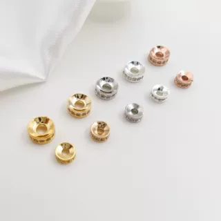 铜镀真金保色锆石镶嵌圆圈凹面隔片车轮珠手串饰品配件隔珠diy