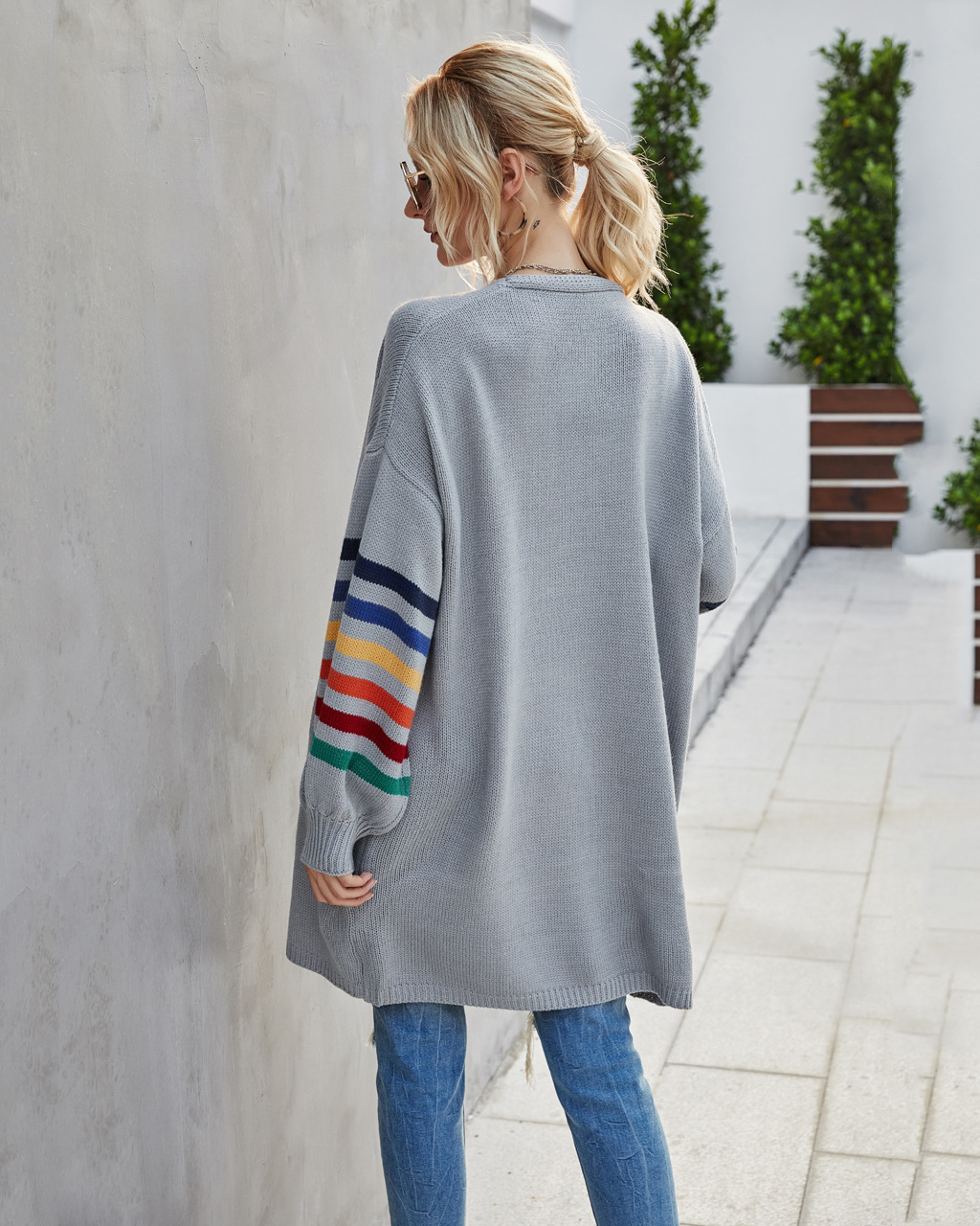 Women's Clothing patchwork loose large size sweater sweater jacket _voghion.com