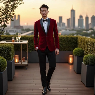 歌手演出服男士绒面主持人西装晚会礼服套装青年舞台表演拍照服装