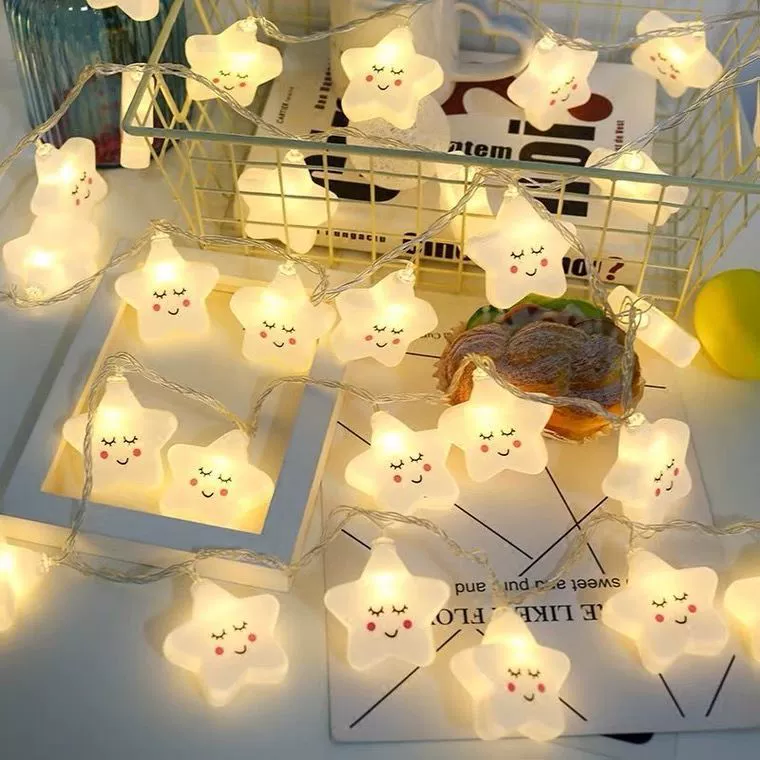 LED-гирлянда — улыбающиеся звезды и облака, детская комната, USB/батарея, длина 1.5–6 м