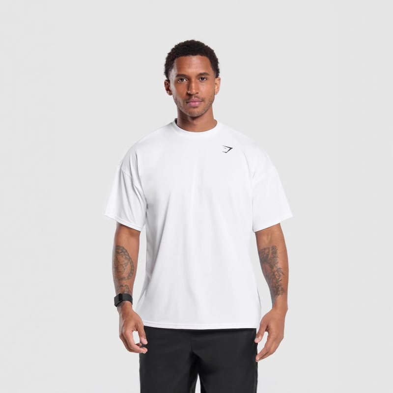 Gymshark Youth Sports Loose Top Casual Breathable Casual Running Cotton Short-Sleeved Shark