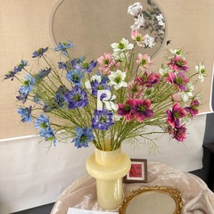 仿真花高級感黑種草婚慶軟裝飾工程用花格桑花婚禮花束插花假花