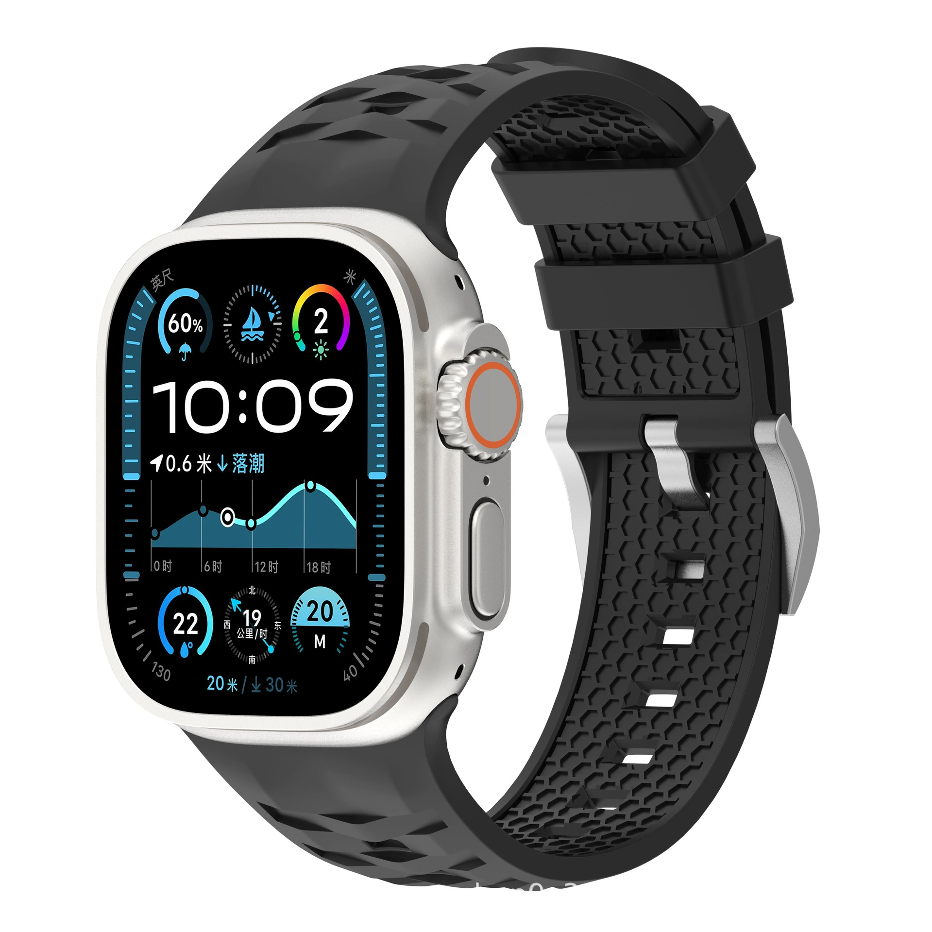 Применимо к высококачественному силиконовому ремешку Apple watch из нержавеющей стали с серебряной пряжкой SE Ultra2 поколения AppleWatch 78910