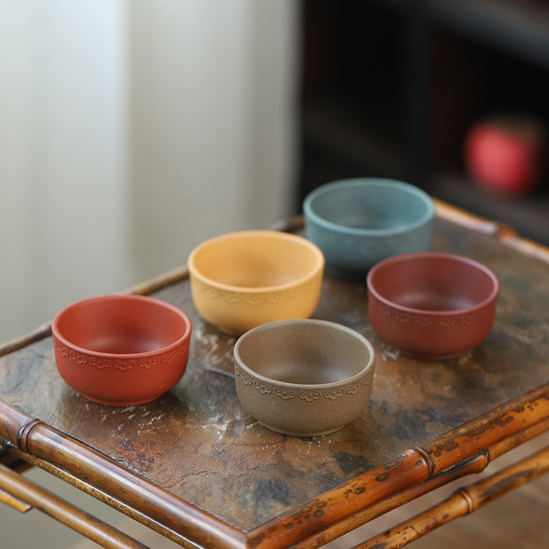 Yixing Original Mine Zisha Tea Cup Auspicious Cloud Cup Wholesale Gift Box Set Gongfu Tea Cup Small Cups Five Color Soil Host Single Cup