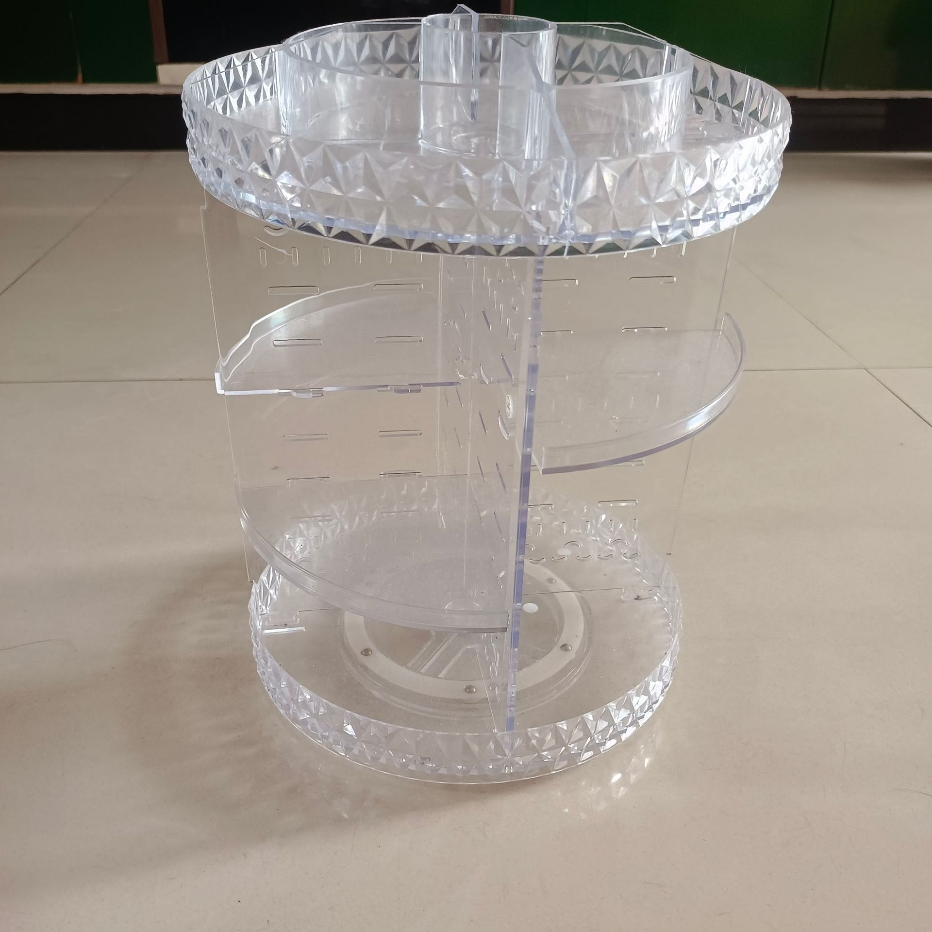 Transparente caja de almacenamiento cosmético giratorio multifuncional lápiz labial rack cuidado de la piel perfume escritorio tocador rack de almacenamiento