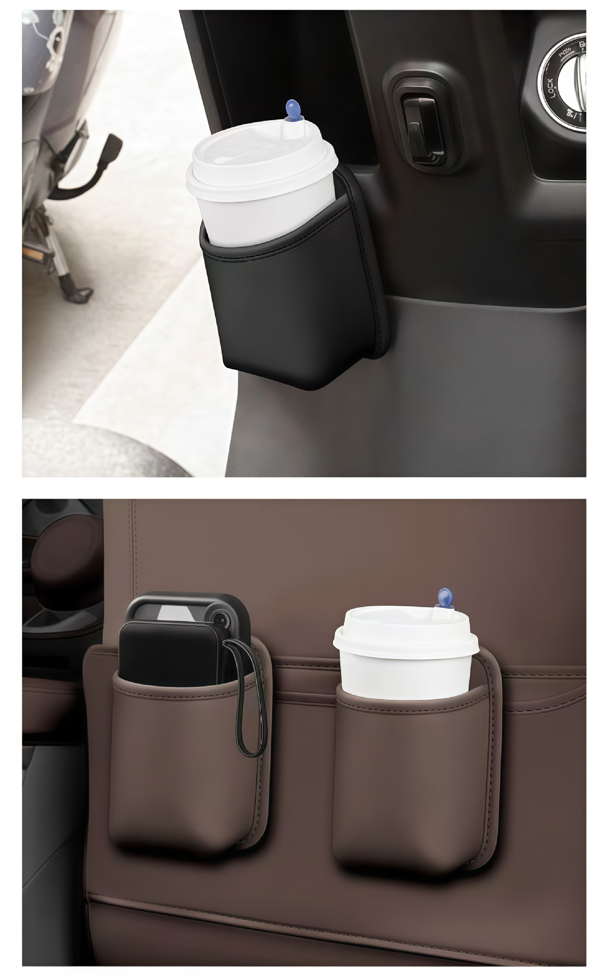 Car cup holder, door-side rear seat storage box, car side storage box, storage bag, beverage container, car trash bin