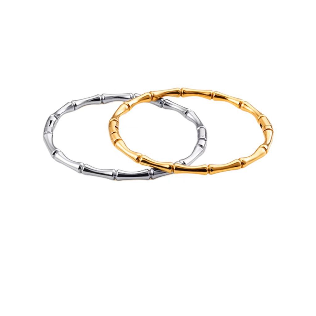 Simple Style Bamboo Stainless Steel Plating Bangle display picture 1