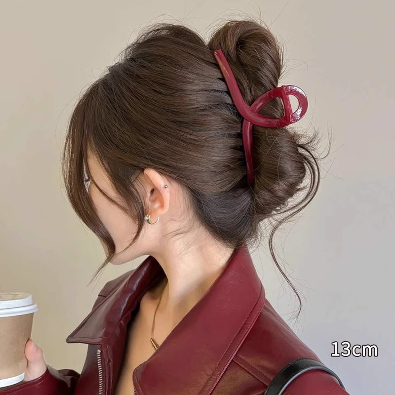 Año Nuevo clip rojo de cabello de mujer detrás de la cabeza de alta sensación de disco de cabello raspado clip de pez gran tamaño de cabello de cabello de cabello de cabello