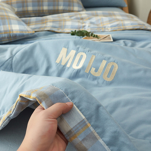 Cotton Summer Cool Bedding Air Conditioner Blanket Core Set for Spring and Autumn, Single or Double, Dormitory, Four-Piece Set for Students and Children, Machine Washable