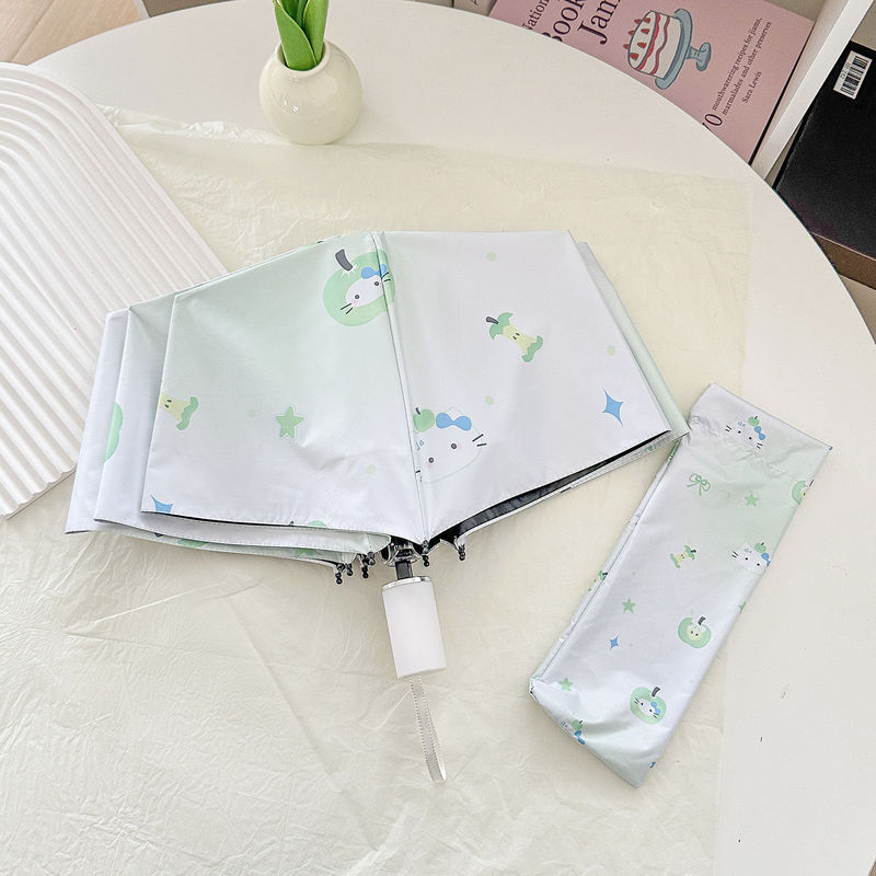 渐变苹果小猫雨伞便携折叠晴雨两用伞防晒防紫外线学生太阳伞批发|undefined