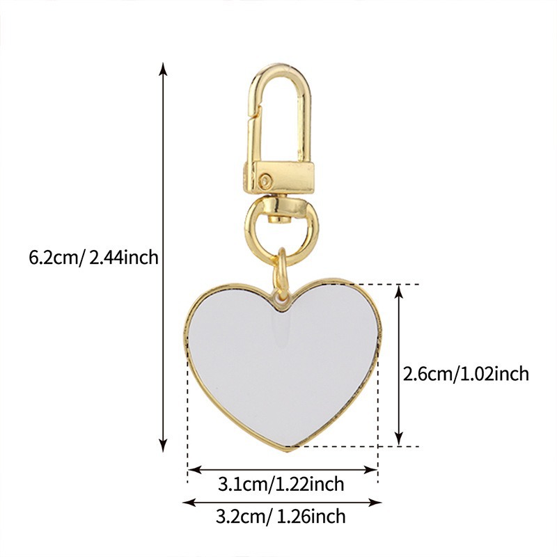 Llavero con transferencia térmica en blanco para el Día de San Valentín, con forma de corazón, grabado con foto familiar, accesorio colgante para bolso
