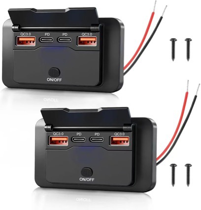 New Car and Bus Modified On-Board Charger with Dual Qc + Dual Pd Digital Display Voltage Meter and Button Switch