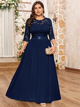 L 99845 Fashion Lace Round Neck Evening Dress ƴ���B��ȹ
