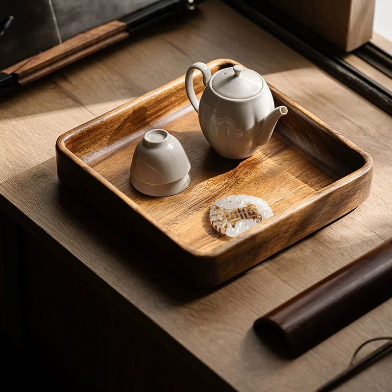 观岚 Виндз Walnut простая квадратная чайная поднос ретро цельная древесина чайный поднос чайный набор хранение поднос для чая