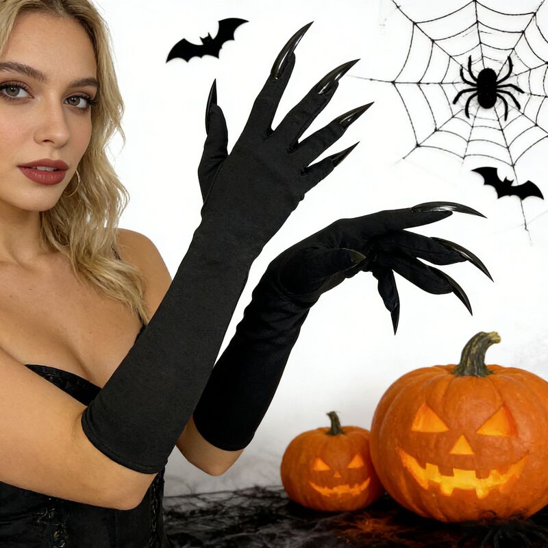 Halloween Catwoman Long Nail Claw Gloves Devil Claw Gloves Cosplay Party Props Cross-Border Gloves Wholesale