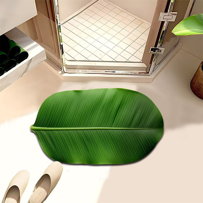 2025 New Irregular Leaves Bathroom Floor Mat Absorbent Quick-drying Toilet Door Mat Dirt-resistant Non-slip Household Floor Mat