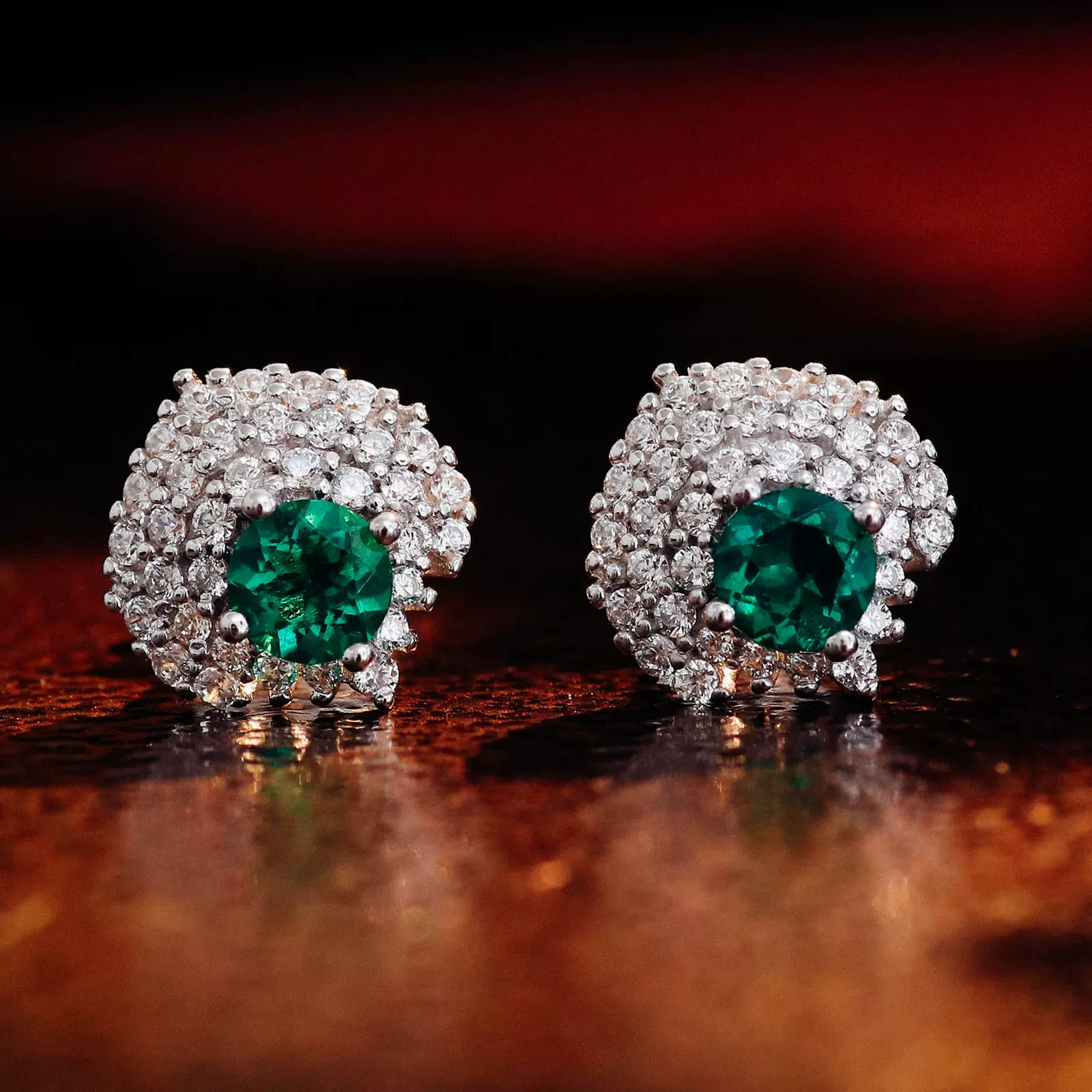 培育祖母绿孔雀耳环女式时尚个性耳钉气质高级耳钉微镶排钻耳饰女