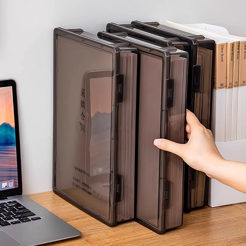 Desktop A4 Storage Box for Home Use, Property Certificate, Household Registration Book, Document Organizer, Office Heavy-Duty File Storage Box with Lid