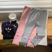 女孩打底裤批发低价跑量2025秋款保暖童裤纯棉荷叶边高弹纯棉裤子