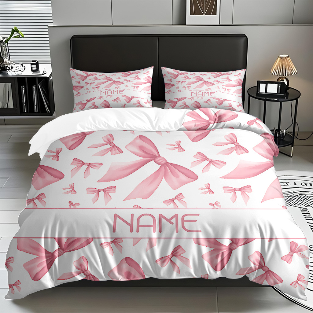 Ins Wind Pink Bow Digital Printed Colchón Set Pillow Cover Comercio electrónico transfronterizo preferido para adaptarse al modo JIT