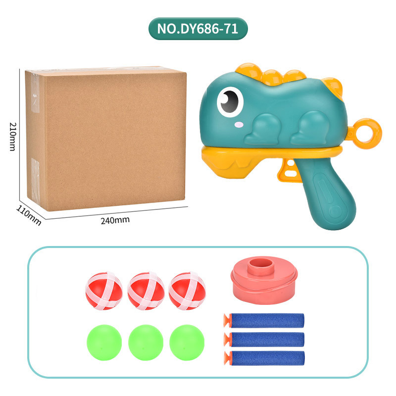Interacción padre-hijo dibujos animados modelo de bolas de dinosaurio juguetes para niños bolas pegajosas pistola de catapulta puesta en barracas juguetes transfronterizos