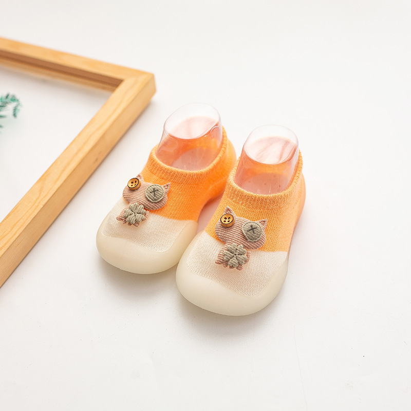 Zapatos de algodón recién nacidos de dibujos animados para gatos, zapatos de silicona para niños, zapatos para bebés, calcetines suaves, zapatos para bebés