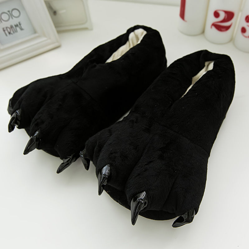 Zapatos de dinosaurio transfronterizos Dragón gato garra zapatos de franela cálido hogar ocio Otoño e Invierno animal a juego zapatos de dibujos animados