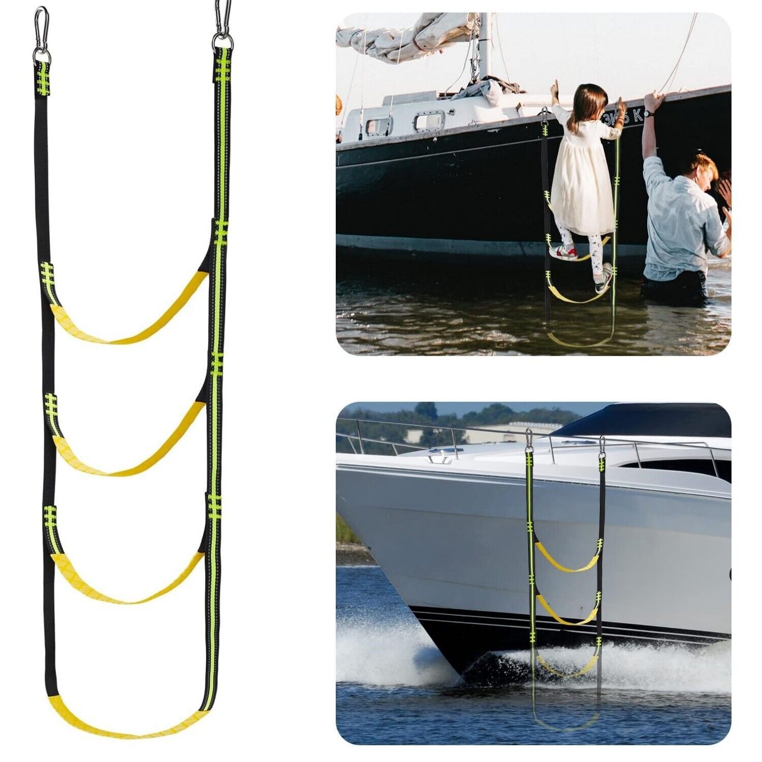 Cross-Border Inflatable Boat Folding Hanging Ladder Kayak Climbing Step Side Soft Ladder Canoe Fishing Rope Ladder in Stock