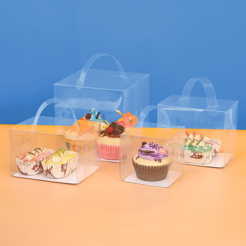 White cardboard holder PET plastic portable cake biscuit candy baking chocolate snowflake crisp transparent box