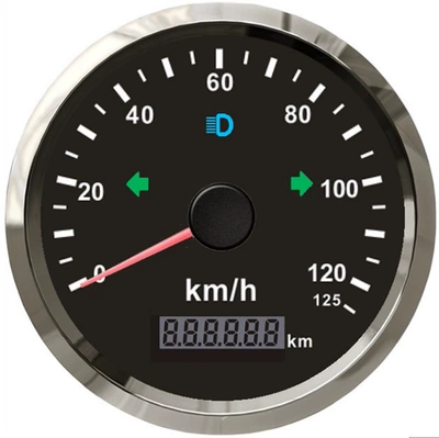 85mm Universal Speedometer Gps automobile instrument - black-dial-stainless-steel-bezel-125kmh