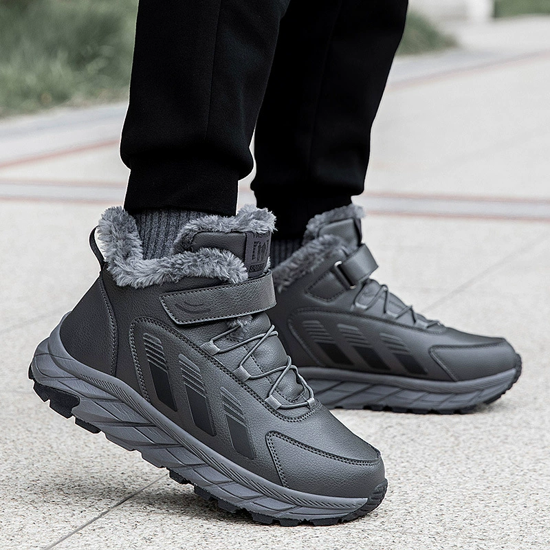 Пожилые хлопчатобумажные туфли мужские зимние бархатные утолщенные средние и пожилые северо-восточные снежные сапоги водонепроницаемые противоскользящие папы кожаные кроссовки