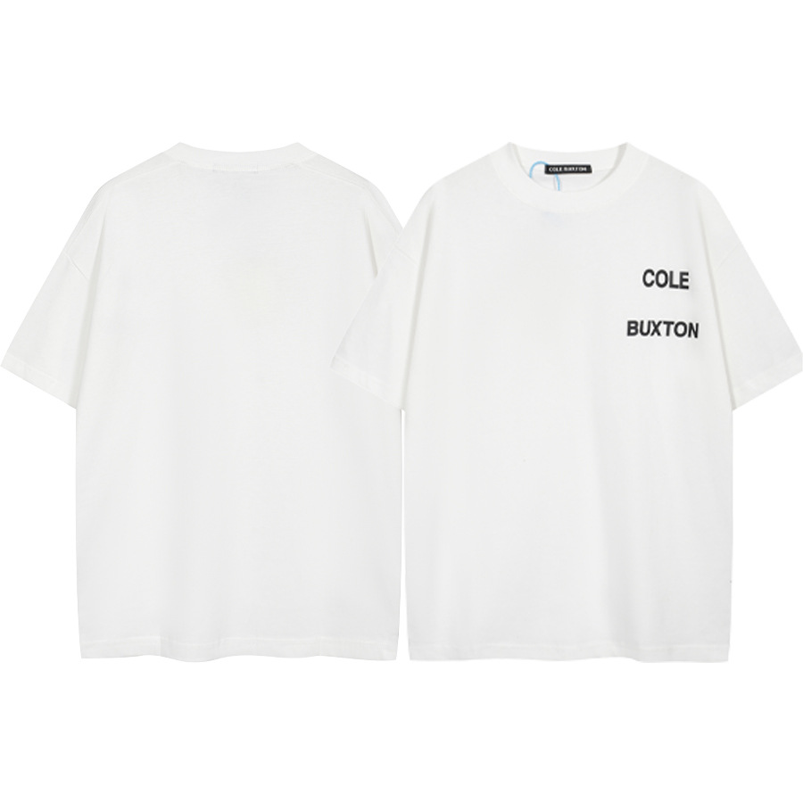 Versión alta Cole Buxton London Limited Silver Pink Letter Lema Impreso Hombre suelto Casual Camiseta de manga corta