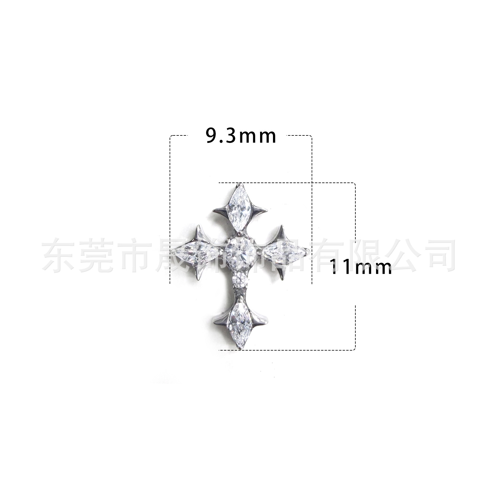F136钛合金马眼锆石朋克鸢尾十字架唇钉耳钉 人体手工穿刺G23饰品
