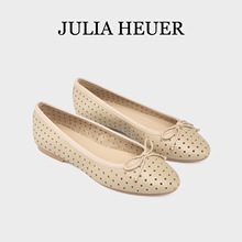 Julia Heuer朱莉亚赫尔蝴蝶结平底单鞋浅口法式圆头镂空芭蕾舞鞋