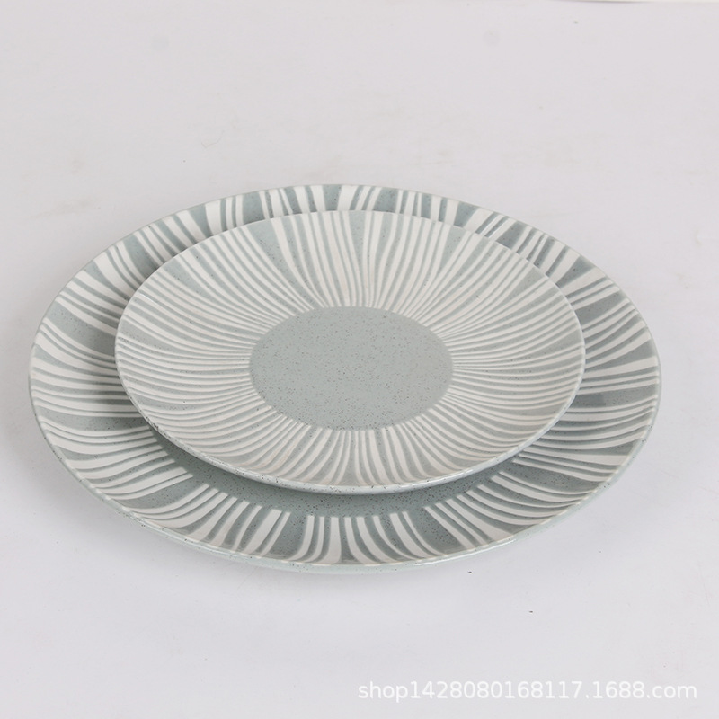 Estilo escandinavo plato de porcelana en relieve lado grande