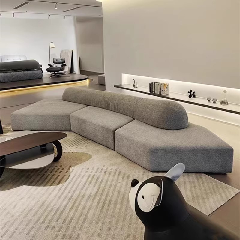 Italiano minimalista sofá de tela de roca gran sala de estar muebles villa gran capa plana módulo de forma especial sofá