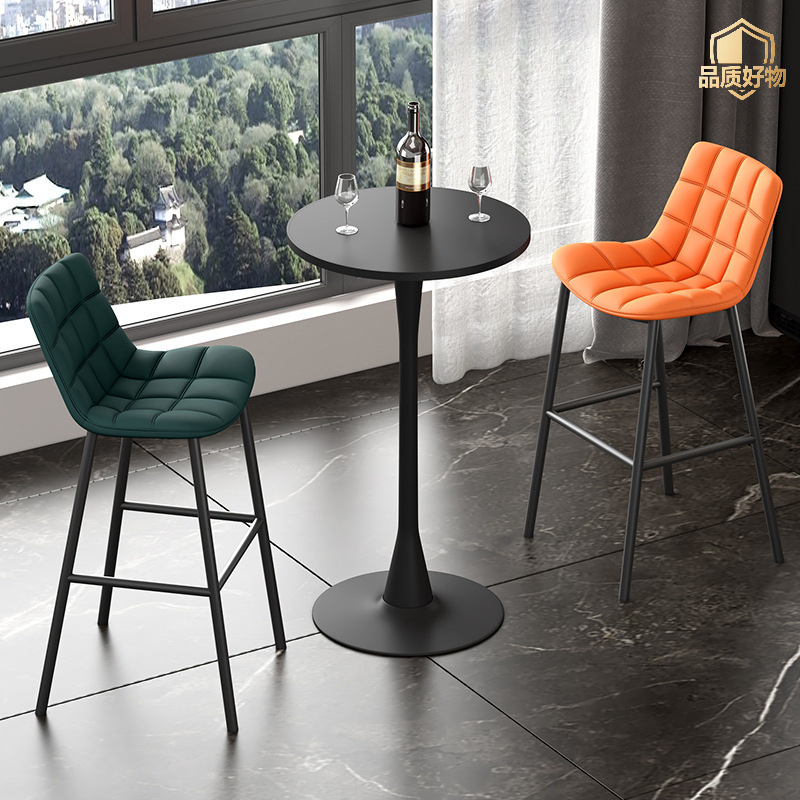 Bar Table Modern Simple High Table Round Home Commercial Bar Table and Chair Combination Balcony Leisure Metal Bar Table