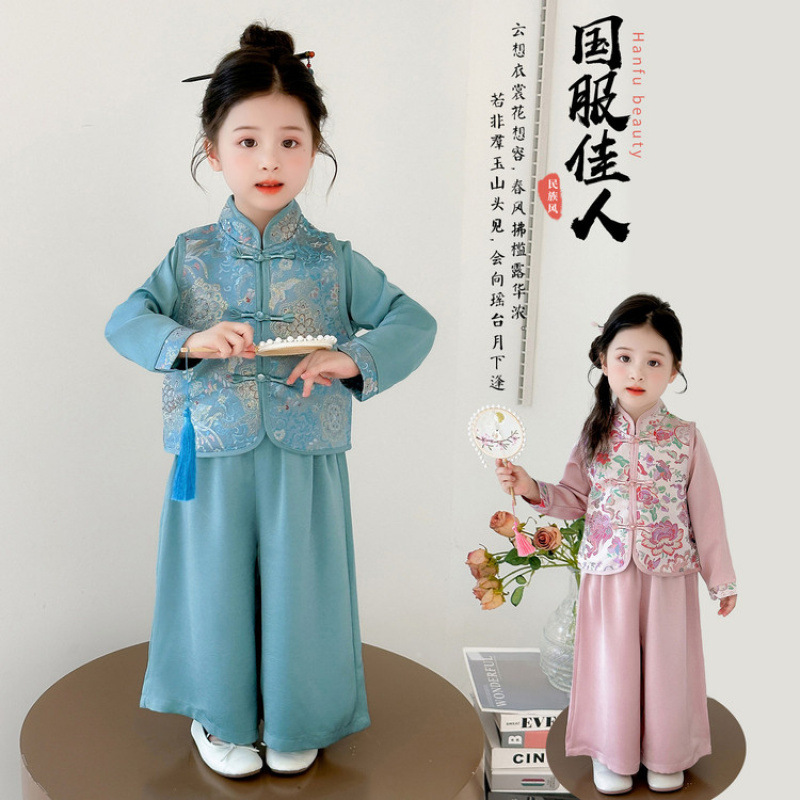 女童汉服秋装2025新款古装男童国风唐装新中式国学中秋演出服儿童|undefined