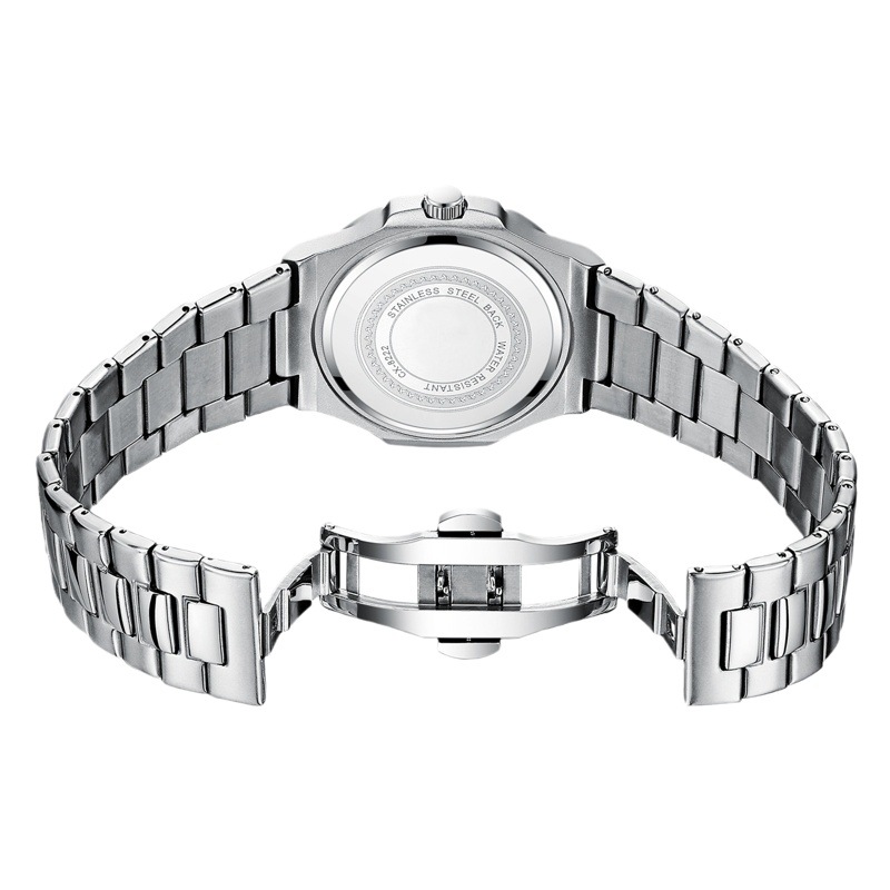 Chenxi transfronterizo venta caliente correa de acero reloj pareja luminosa impermeable simple moda negocio calendario hombres y mujeres reloj de cuarzo