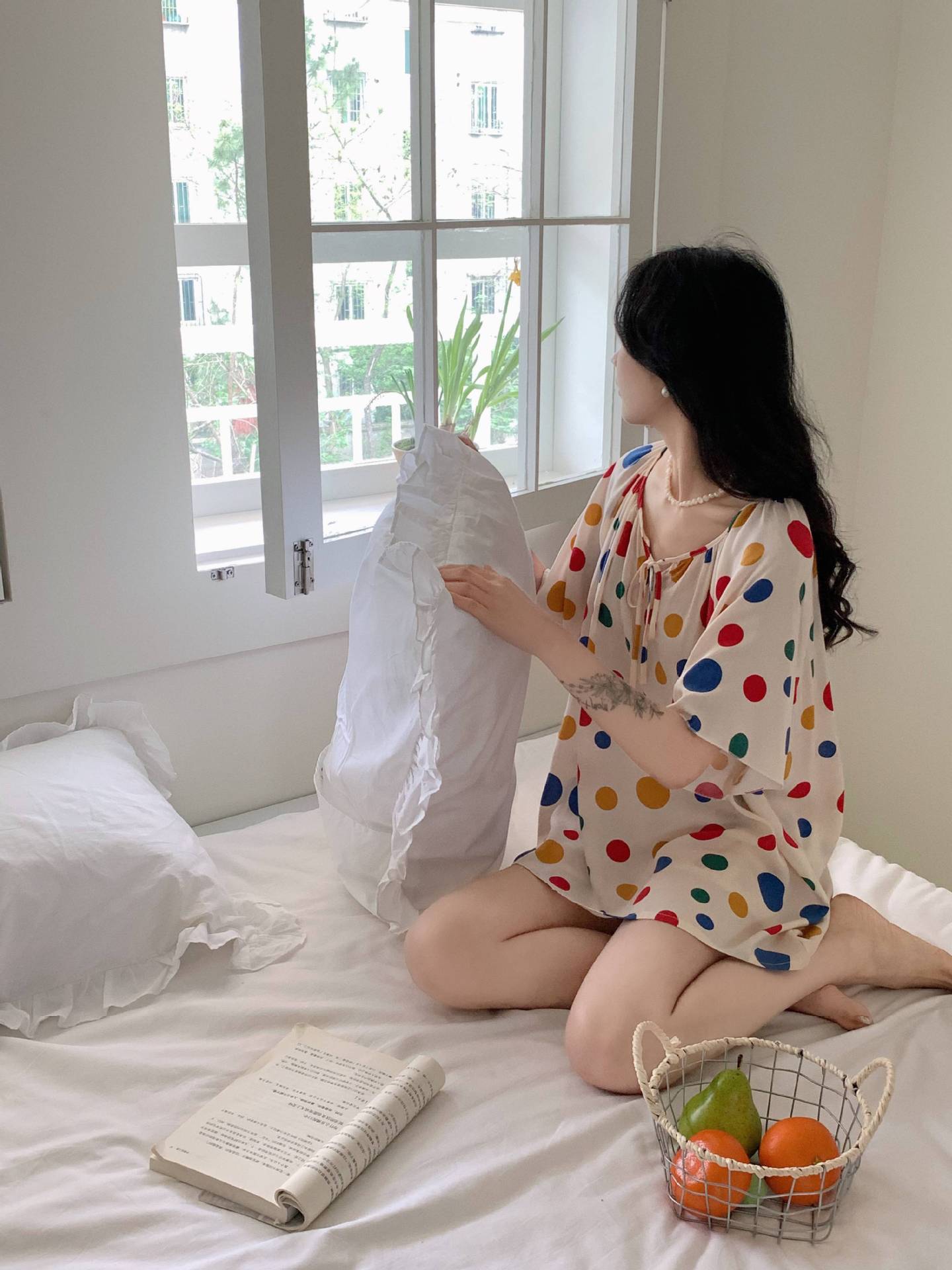 [Traje de manga corta] Pijamas finos de seda de algodón, servicio a domicilio para mujer, estilo nacional, traje de pantalón de algodón suelto de alta gama en movimiento