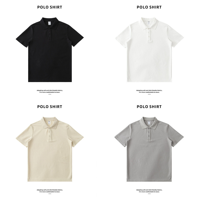 Summer thin 200g Pearl cotton texture polo shirt men's youth casual simple comfortable breathable lapel short sleeve