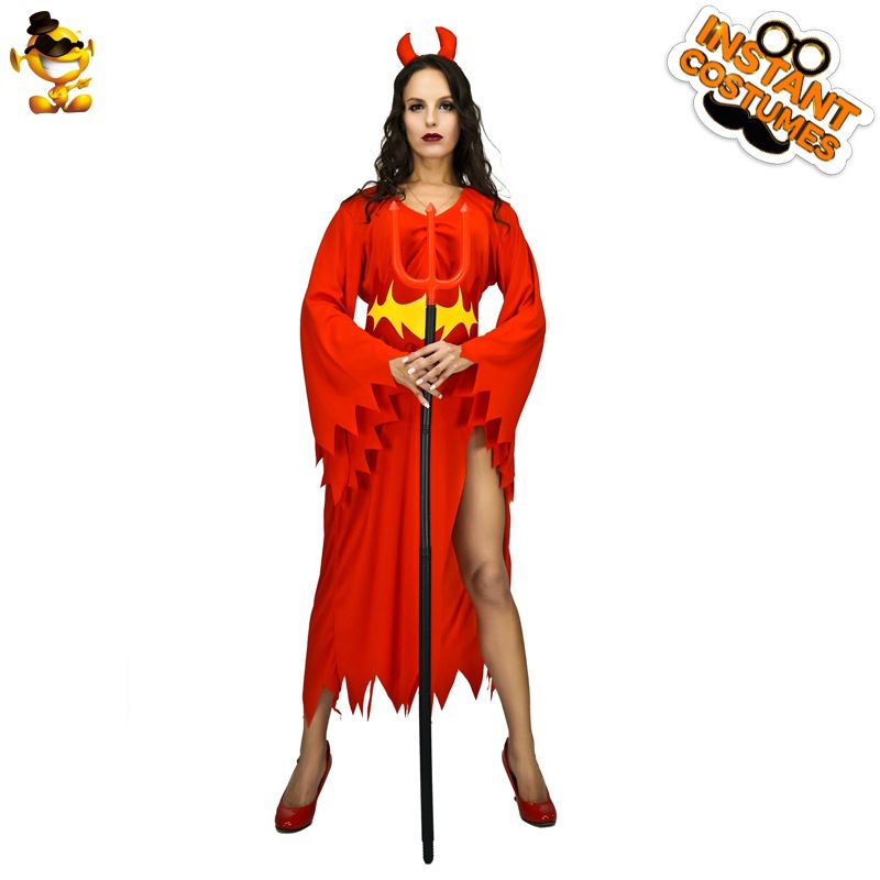 Rojo horror mujer demonio traje de Halloween fantasma Festival Cosplay fiesta de baile etapa Cosplay