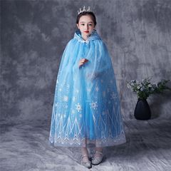 国境を越えた女の子マントのマントの子供のコスプレは祝日のパーティーのお姫様のスカートの網の糸のマントを装います。