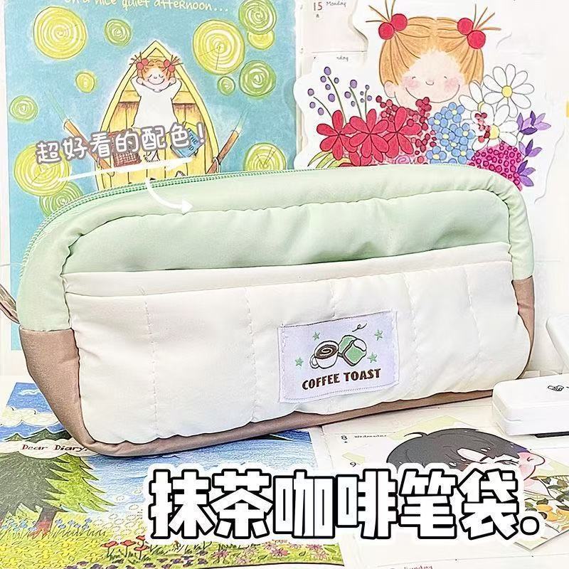 小红书爆款软fufu布丁拼色笔袋ins风简约高颜值大容量学生文具袋|undefined